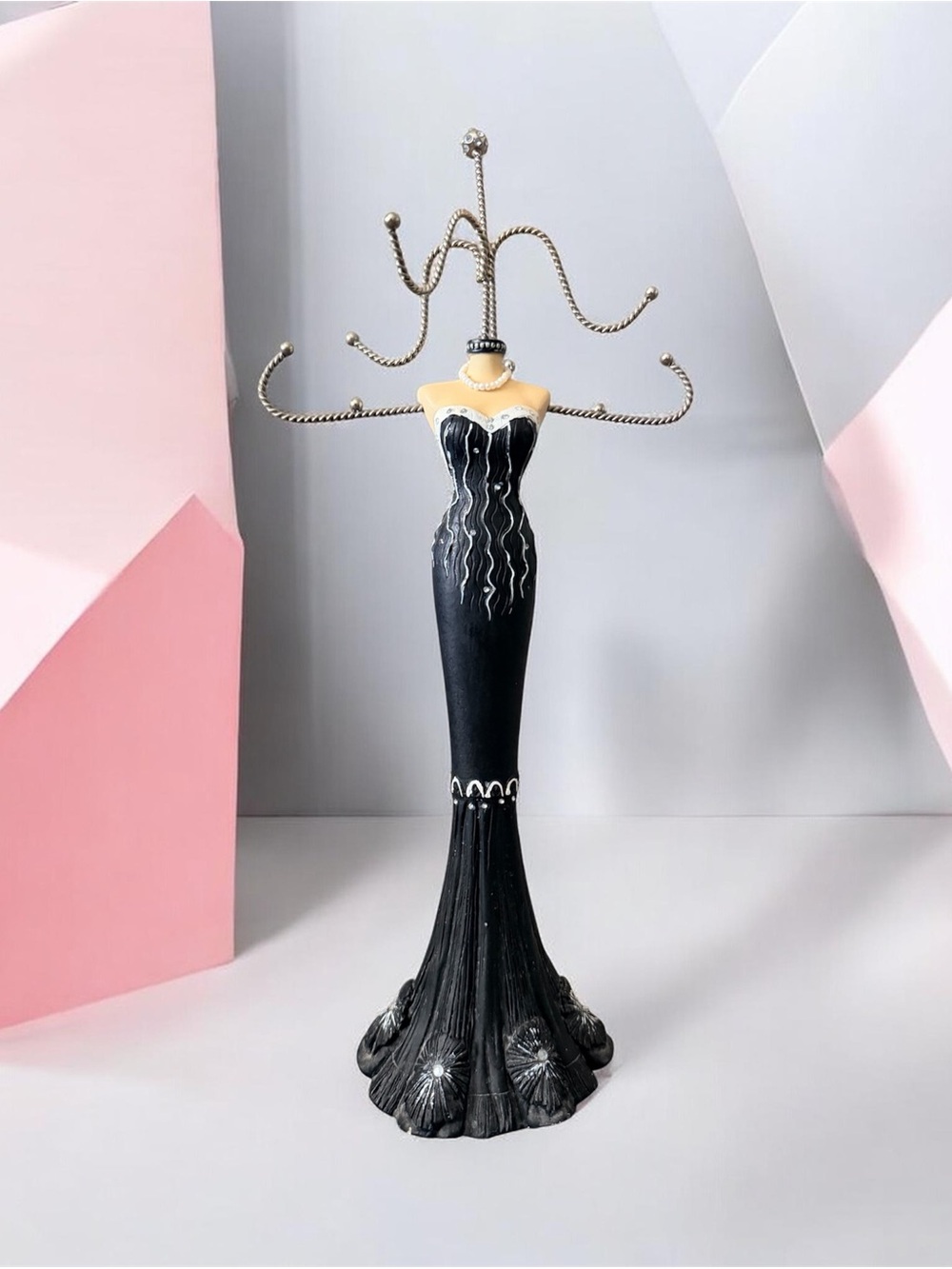 Elegant Black Dress Jewelry Stand - Black